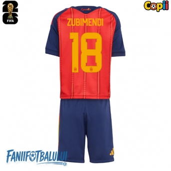 Spania Martin Zubimendi #18 Echipament de Fotbal Replică Mondial 2026 Copii Acasa (+ Șorturi)